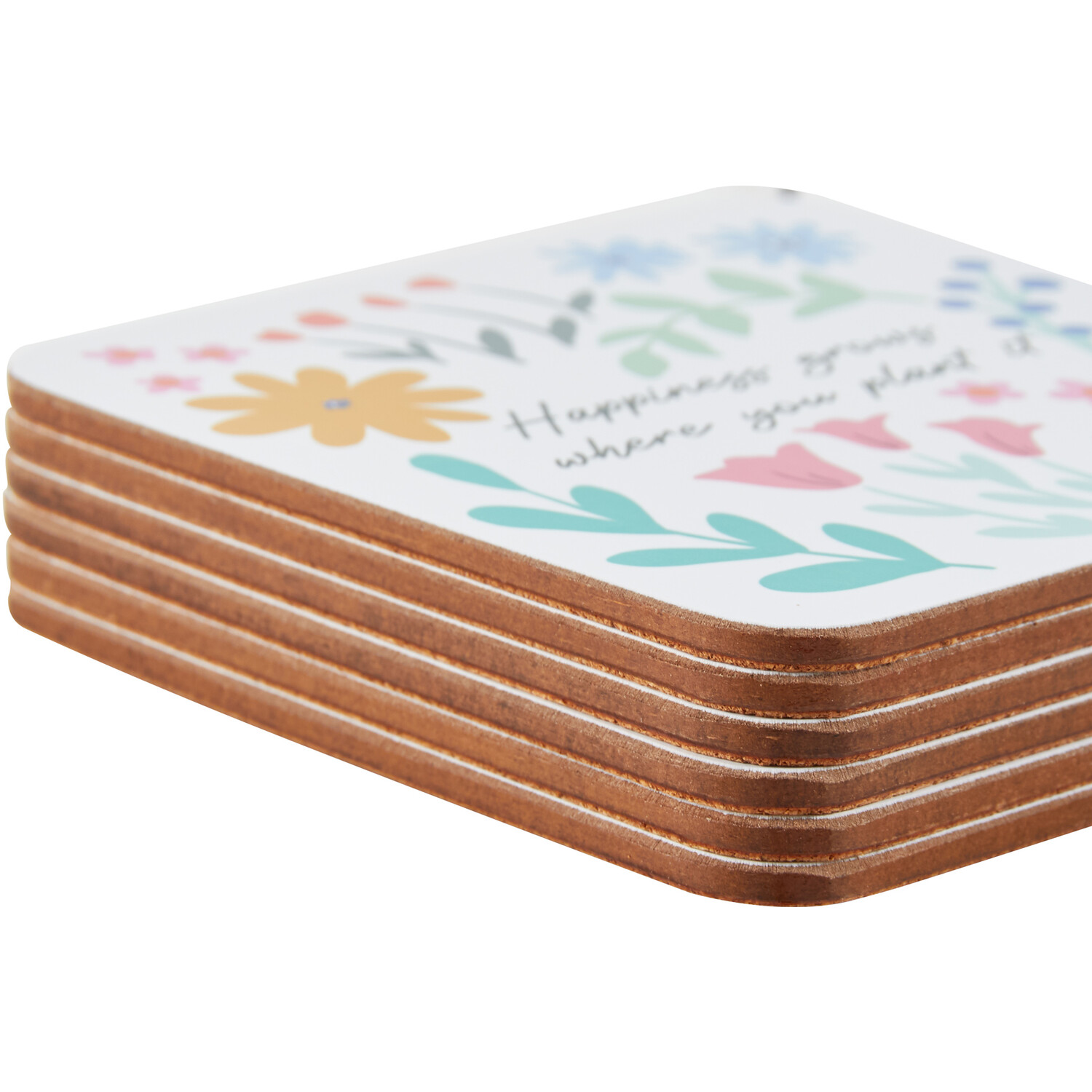 Set of 6 Wildflower Coasters - White Image 2