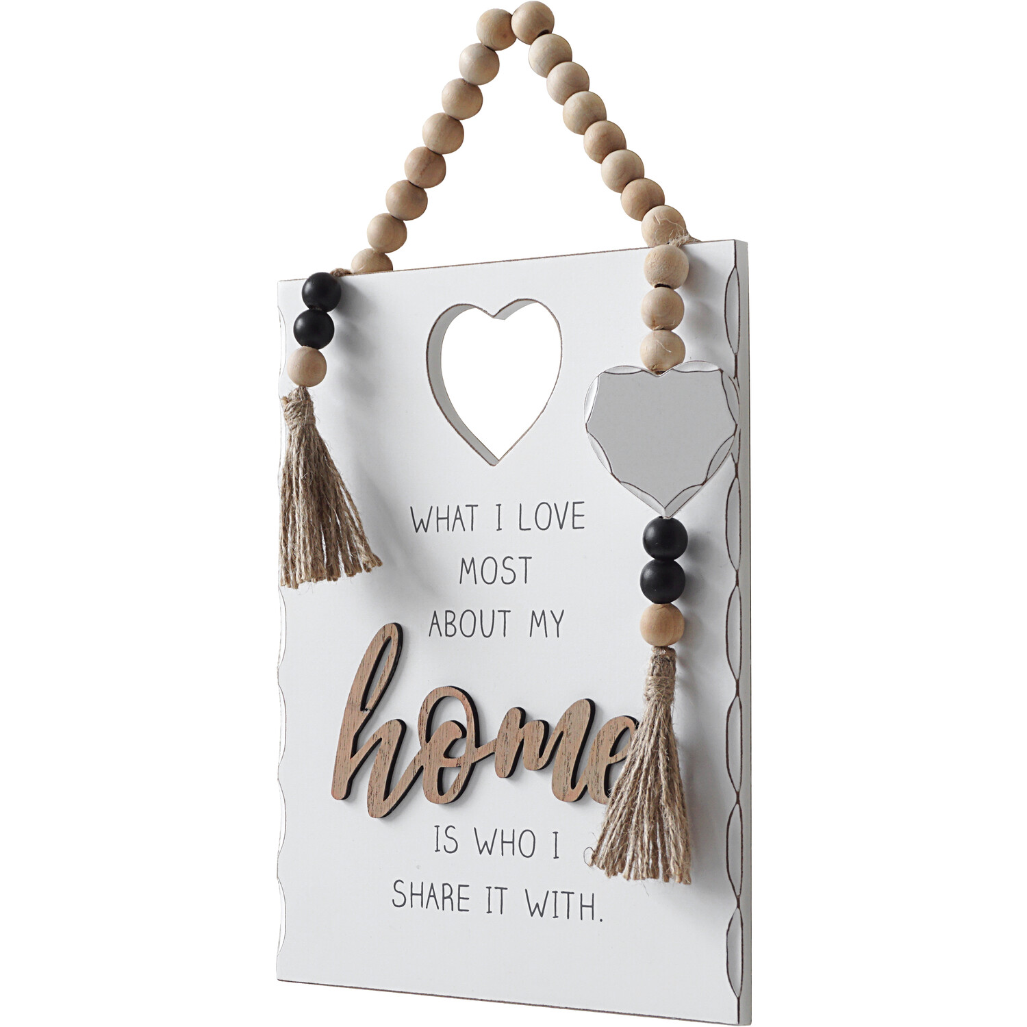 Beaded Love Home Hanging Plaque - White Image 2