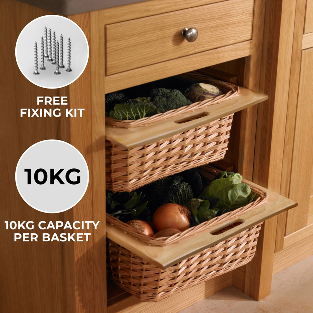 Kukoo Brown Beech and Rattan Wicker Kitchen Basket 3 Pack Image 4