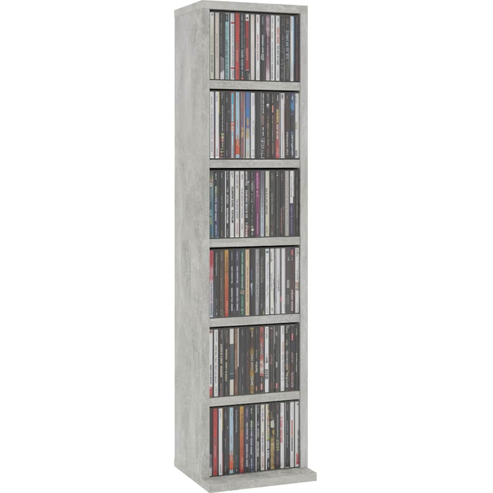 Walplus 6 Shelf Concrete Grey CD Cabinet Image 3