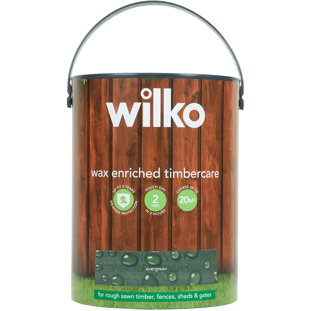 Wilko Wax Enriched Timbercare Evergreen Wood Paint 5L Image 2