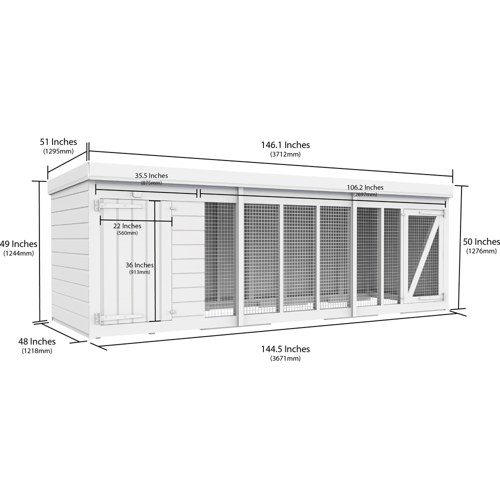 DIY Sheds 12 x 4ft Pressure Treated Tongue and Groove Timber Dog Kennel and Run Image 8