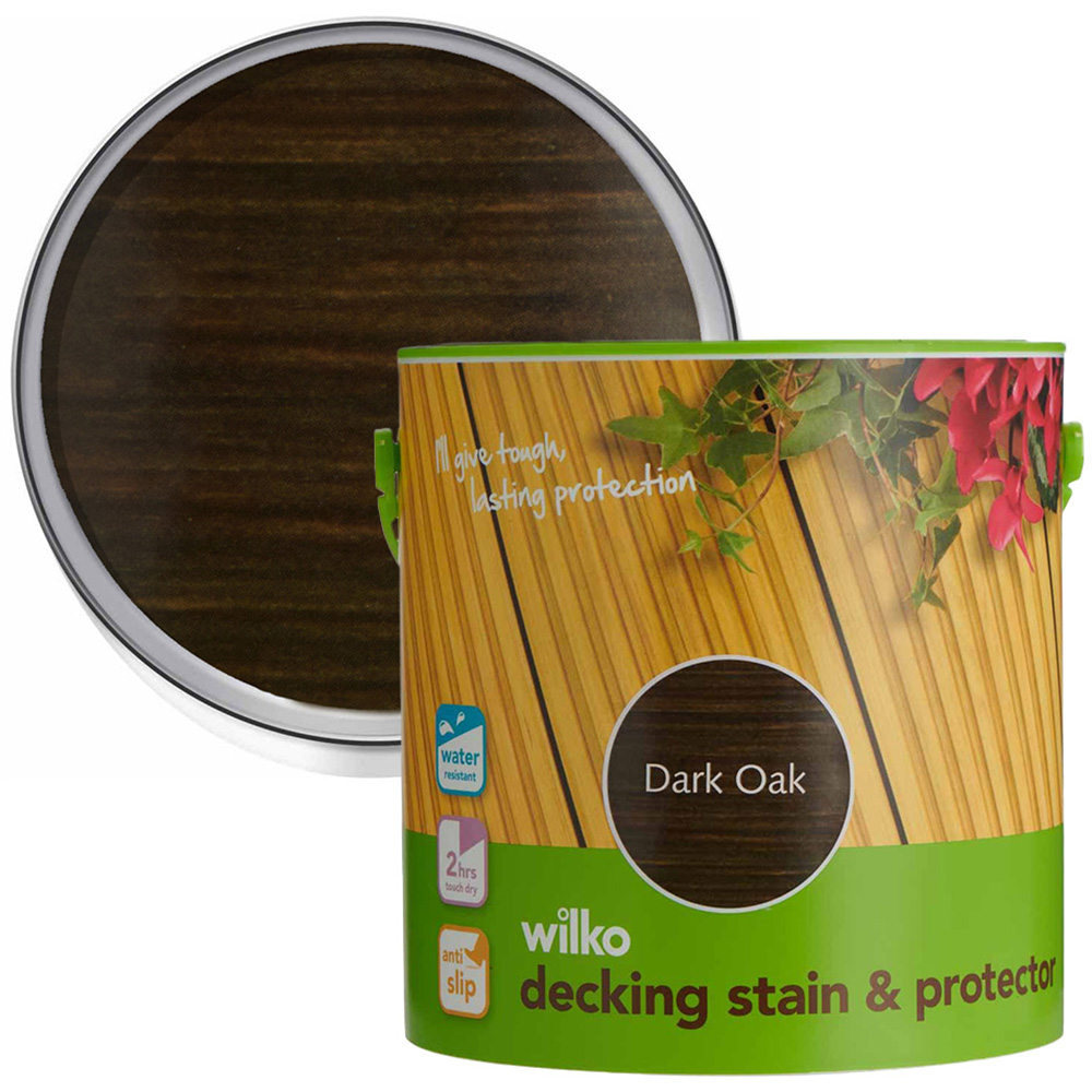 Anti Slip Dark Oak Decking Stain and Protector 2.5L Image 1