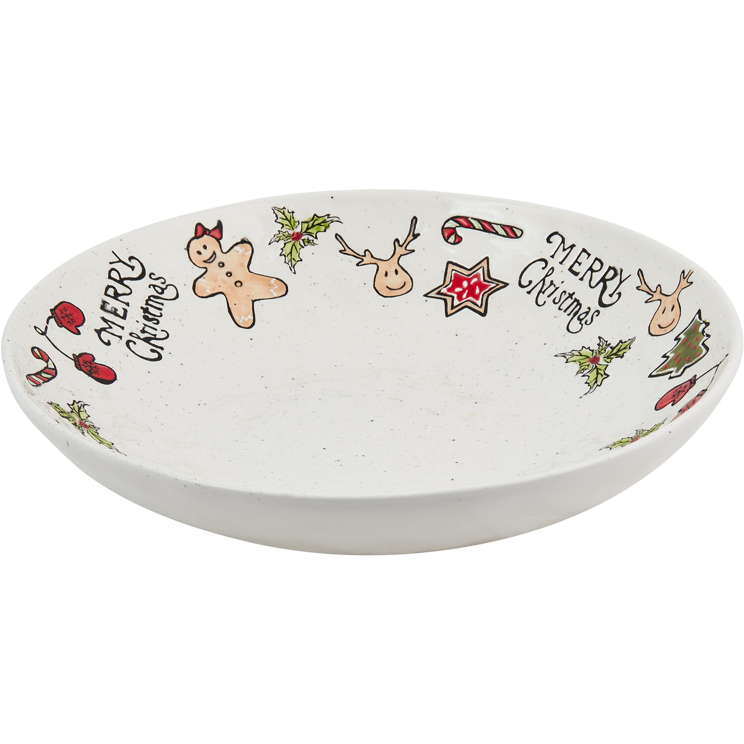 Festive Stone Christmas Serving Bowl - White Image 4