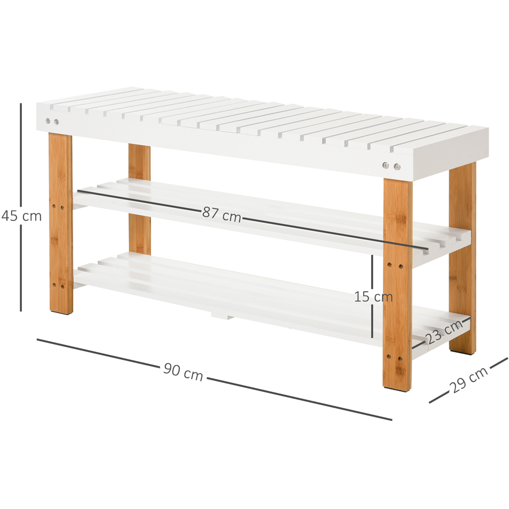 HOMCOM 3-Tier Open Shoe Rack Hidden Storage Wood Frame Wide Shelves Natural Image 9