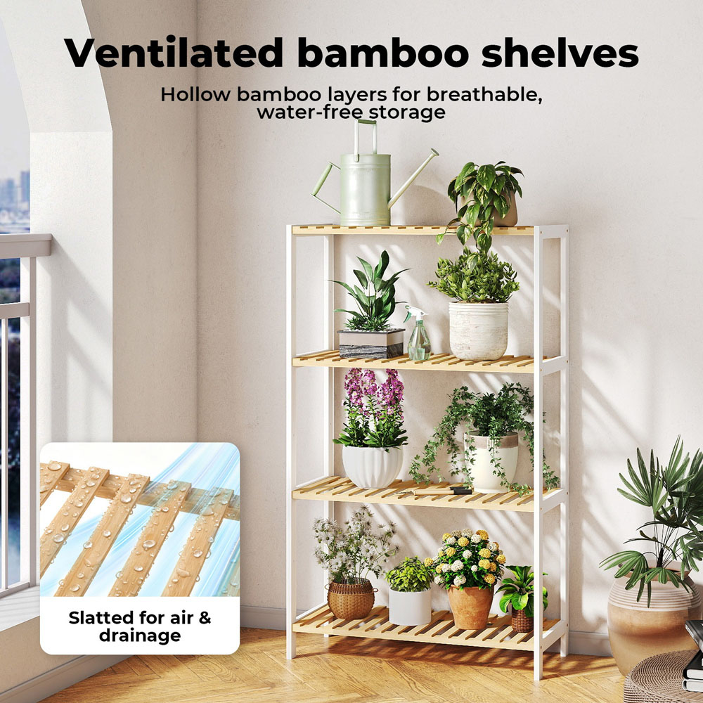 Levede 4-Tier Bamboo and Steel Shoe Rack Stand Image 5