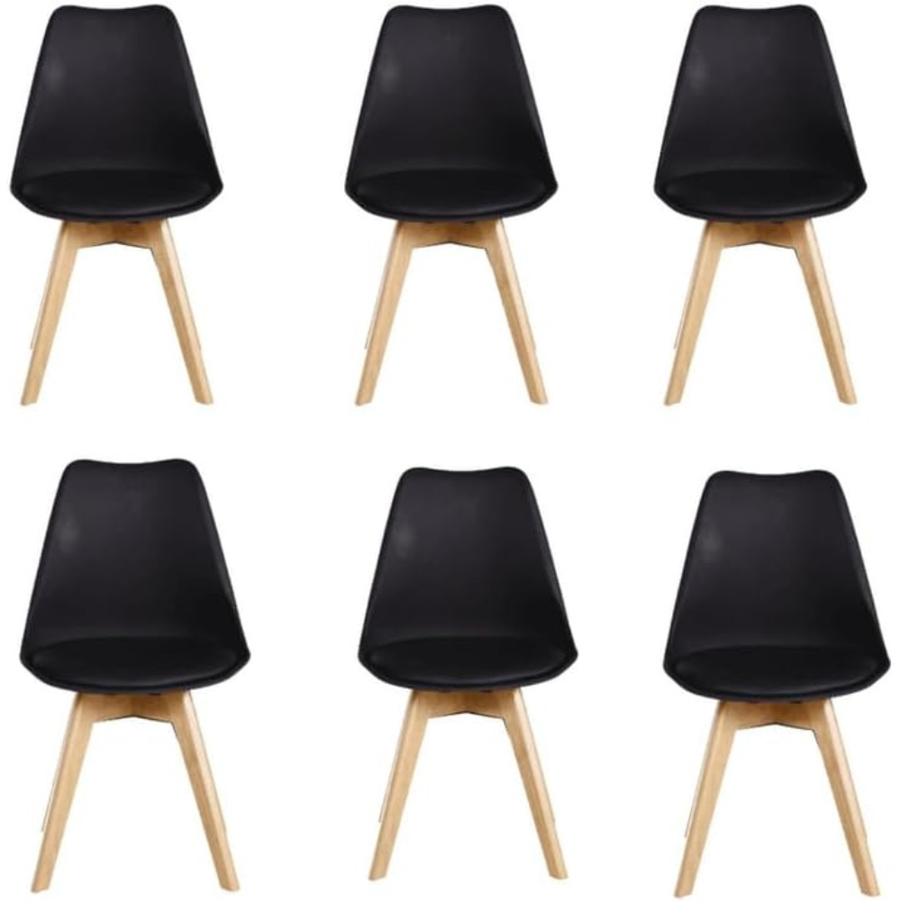 Life Interiors Lorenzo Black Faux Leather Plastic Dining Chairs Set of 6 Image 4