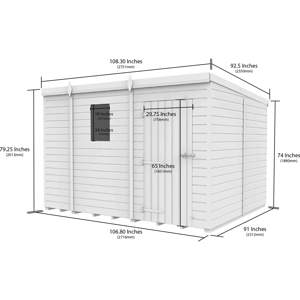DIY Sheds 9 x 8ft Tongue and Groove Timber Pent Security Garden Shed Image 9
