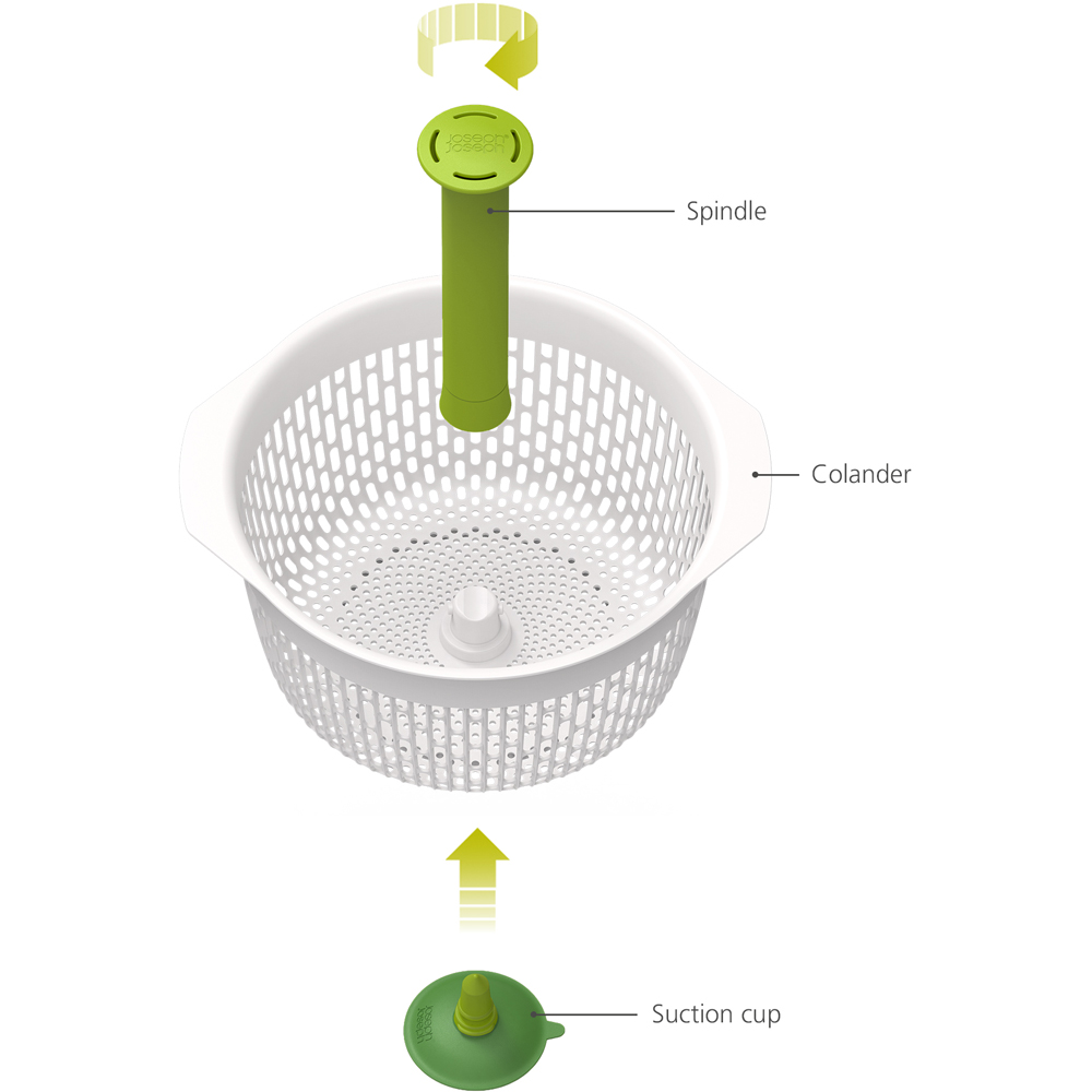 Joseph Joseph Spindola Green In-Sink Salad-Spinning Colander Image 9