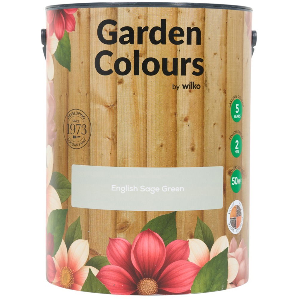 Wilko Garden Colours English Sage Green Wood Paint 5L Image 10