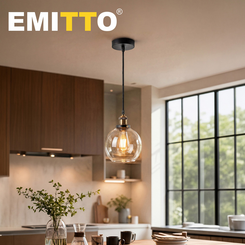 Emitto Retro Industrial Glass Shade Pendant Ceiling Light Image 8