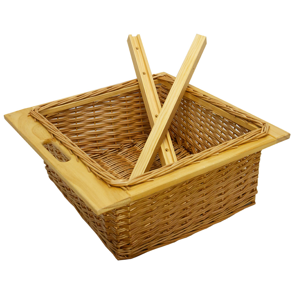 Kukoo Brown Beech and Rattan Wicker Pull Out Kitchen Basket Image 3