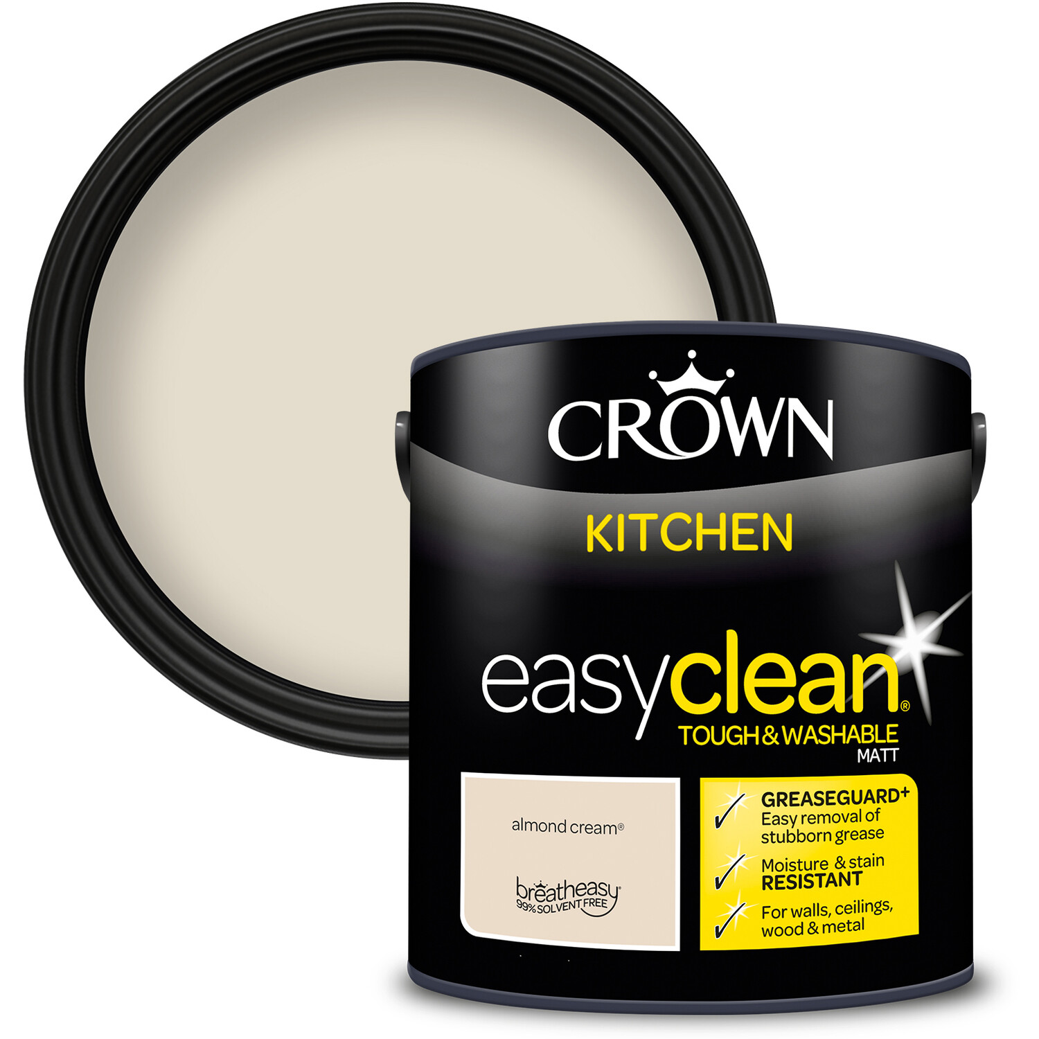 Crown Easyclean Kitchen Paint - Almond Cream / 2.5l Image 1
