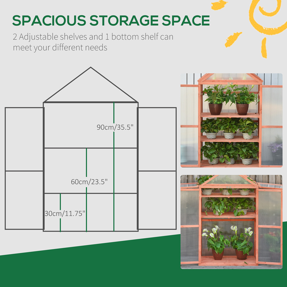 Outsunny 3 Tier Orange Wooden Cold Frame Image 7