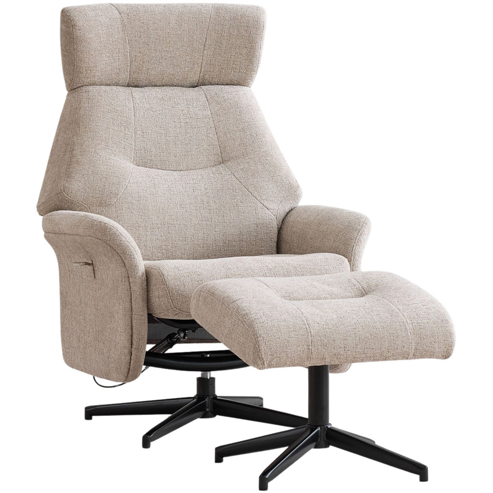 Queensbridge Oatmeal Swivel Chair and Footstool Image 2
