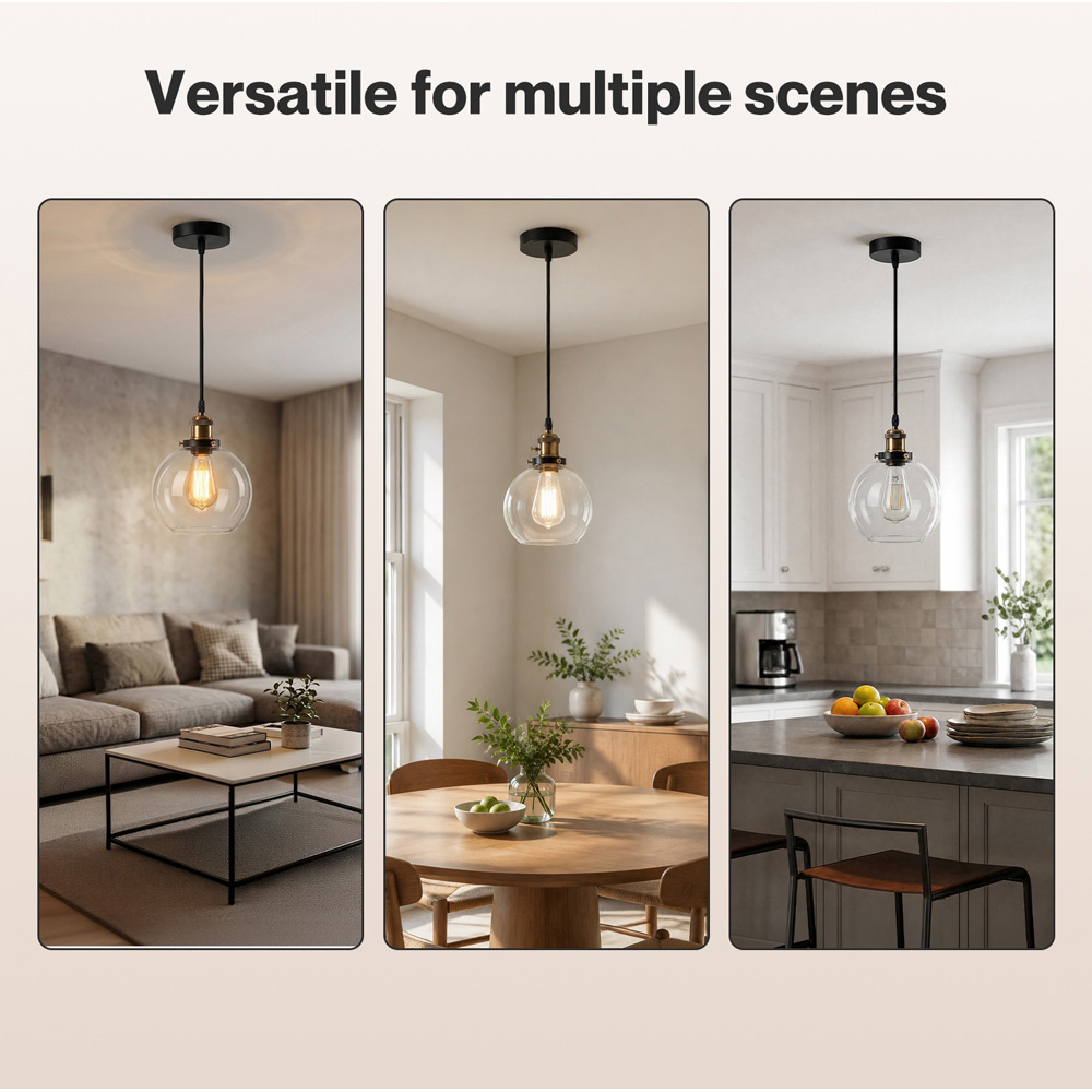Emitto Retro Industrial Glass Shade Pendant Ceiling Light Image 7