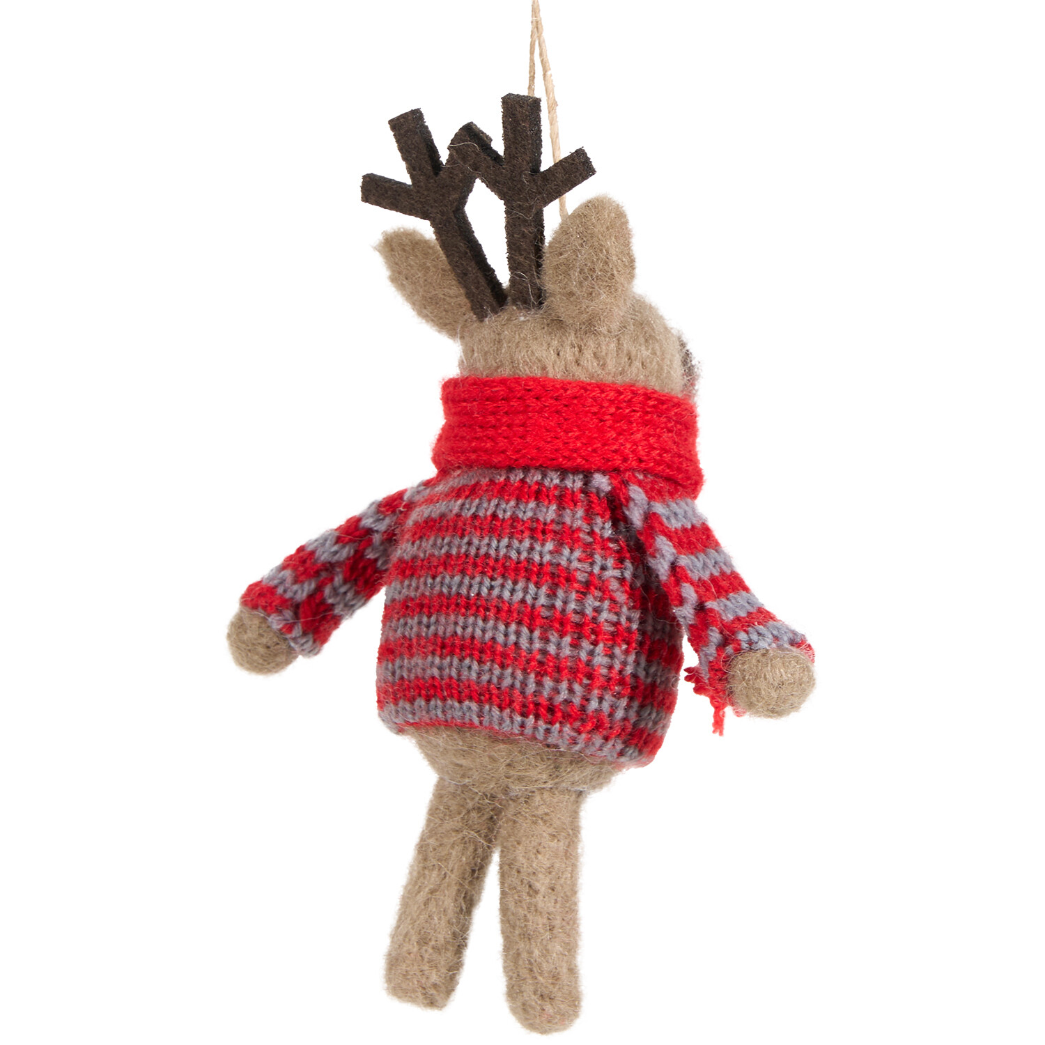 Hanging Knitted Reindeer Red and Brown Image 4