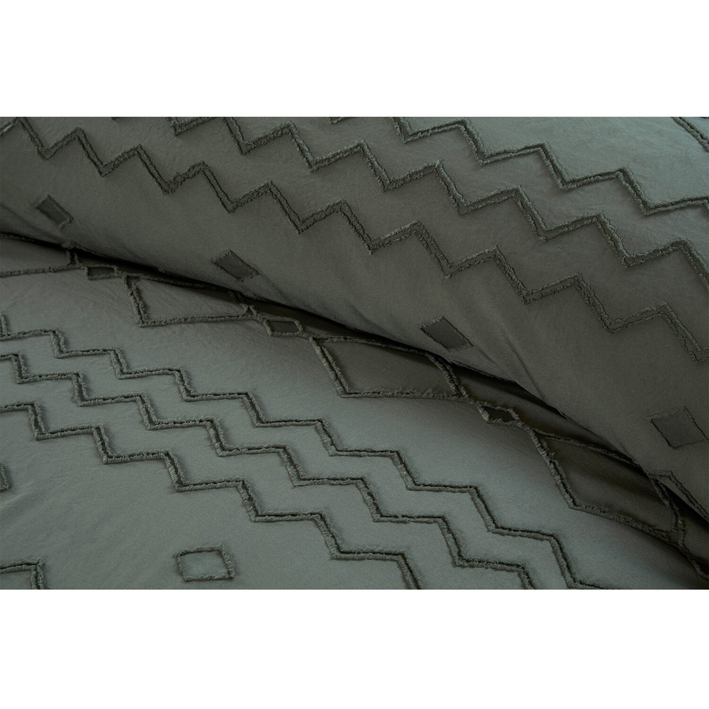 Adah Tufted Geo Duvet Cover and Pillowcase Set - Charcoal / King Image 3