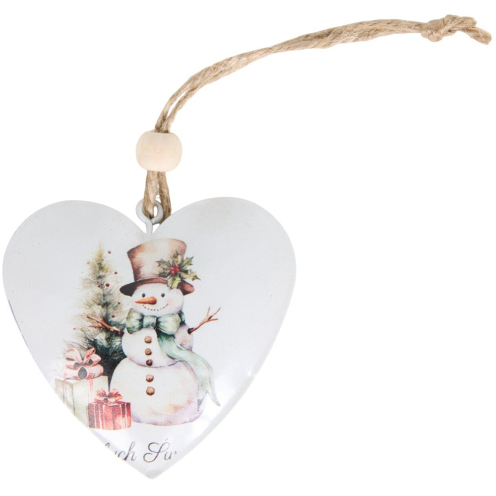 Set of 3 Snowman Scene Decorations White and Gold Image 3