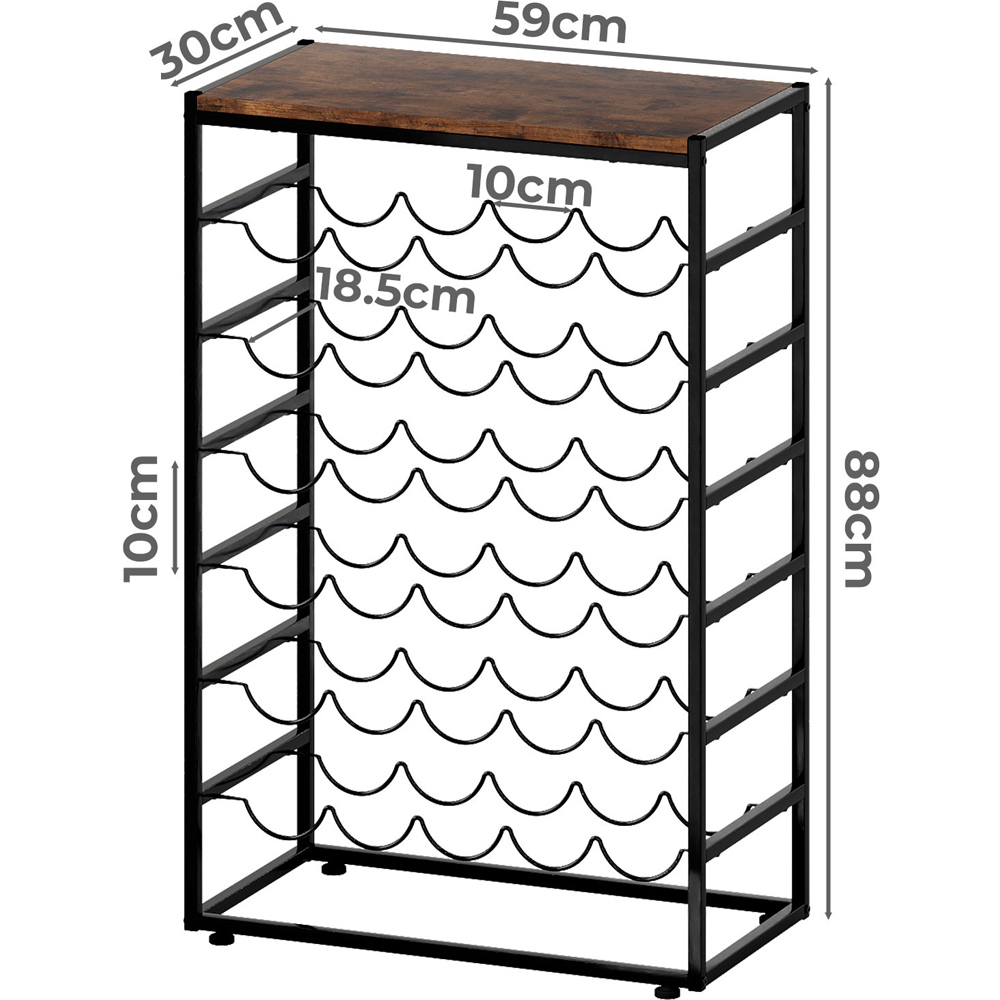 Levede Black and Brown Wooden Freestanding Wine Rack 30 Bottle Image 9