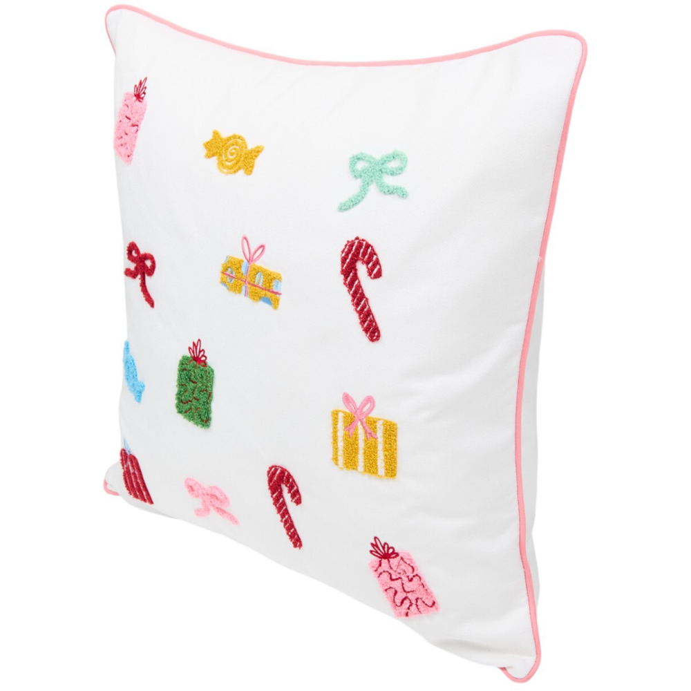 Christmas Treats Embellished Cushion - White Image 2