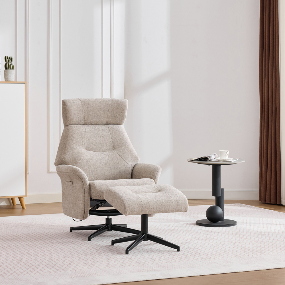 Queensbridge Oatmeal Swivel Chair and Footstool Image 7