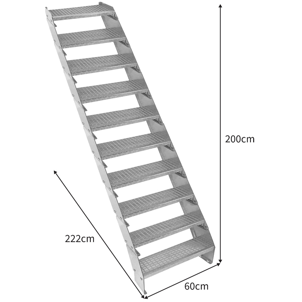 Monstershop 10 Section Adjustable Wide Galvanised Staircase 600mm Image 5