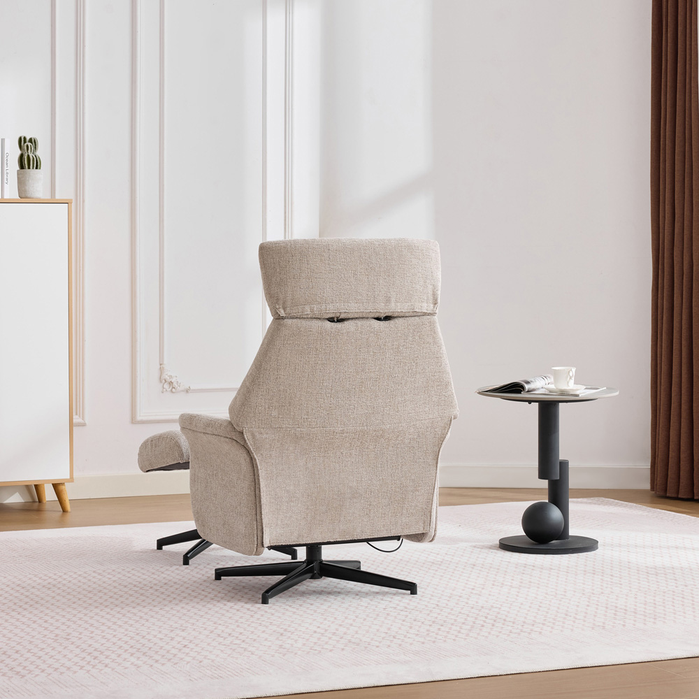 Queensbridge Oatmeal Swivel Chair and Footstool Image 6