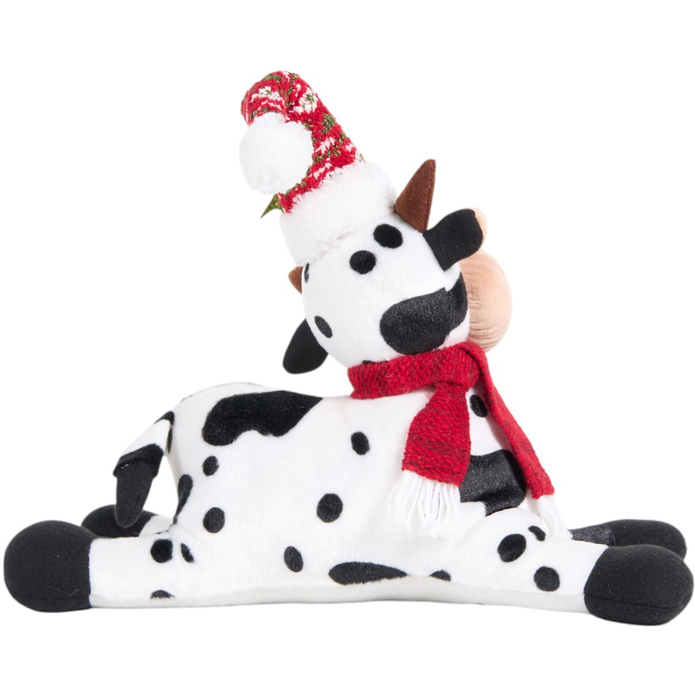 Sitting Christmas CowWhite and Black Image 4