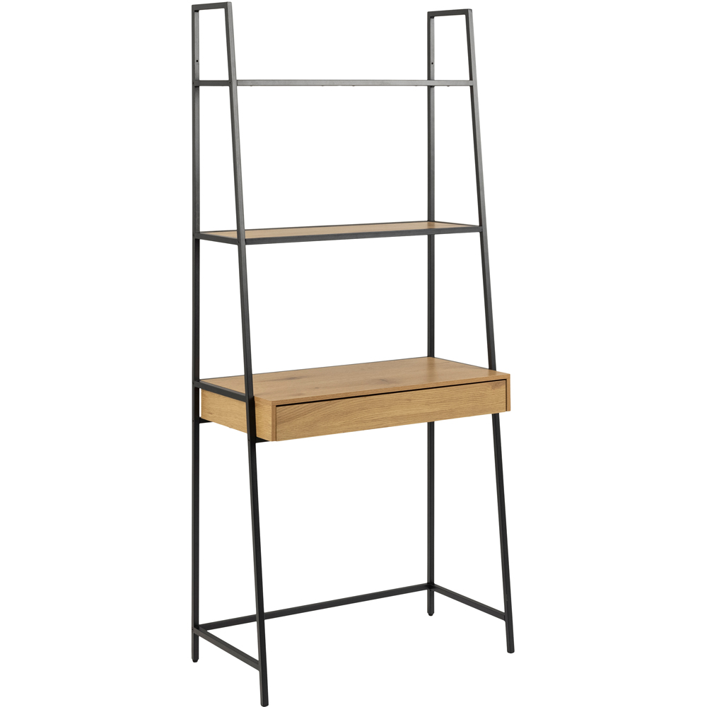 Florence Seaford Single Drawer 3 Shelf Oak and Black Bookcase Image 2