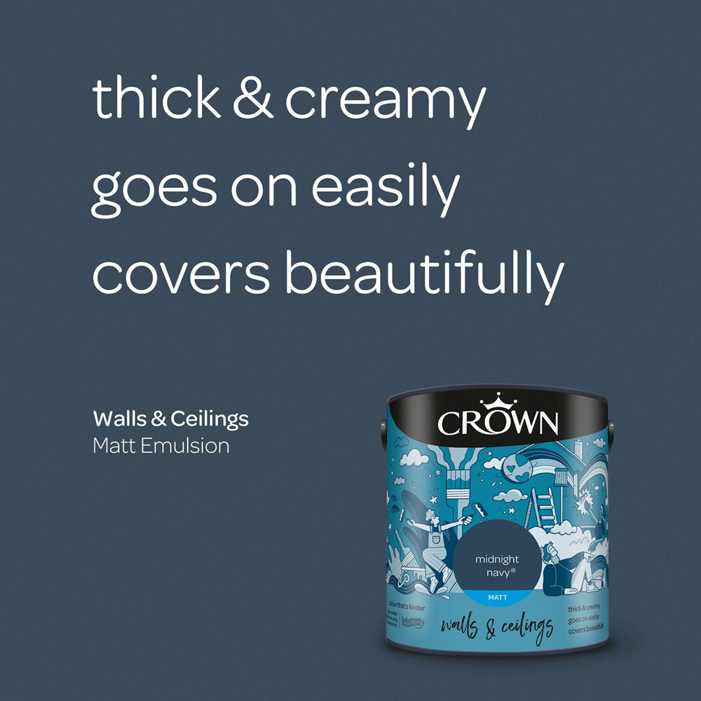 Crown Breatheasy Walls & Ceilings Midnight Navy Matt Emulsion Paint 2.5L Image 6