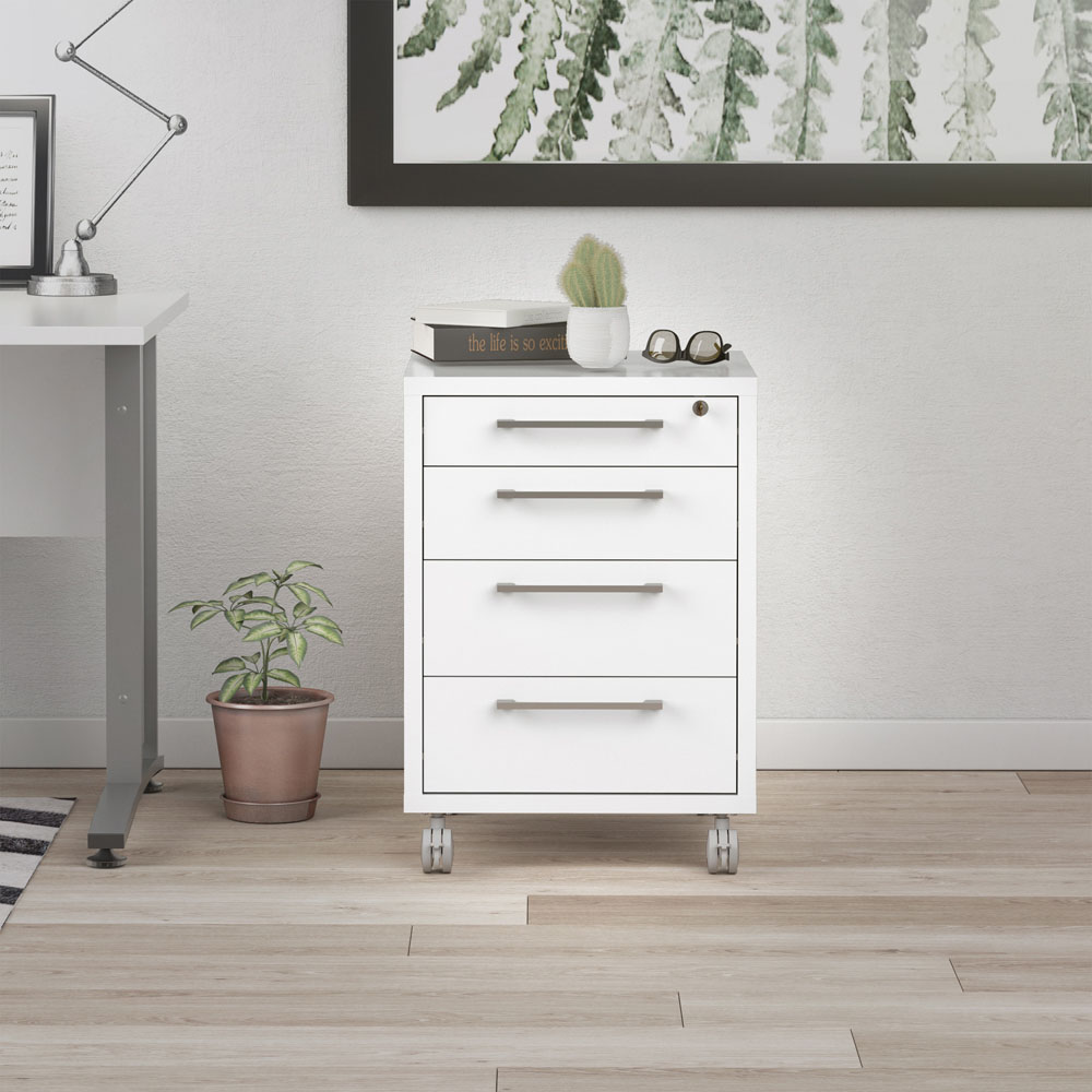Furniture To Go Prima White 4 Drawer Mobile Cabinet Image 7