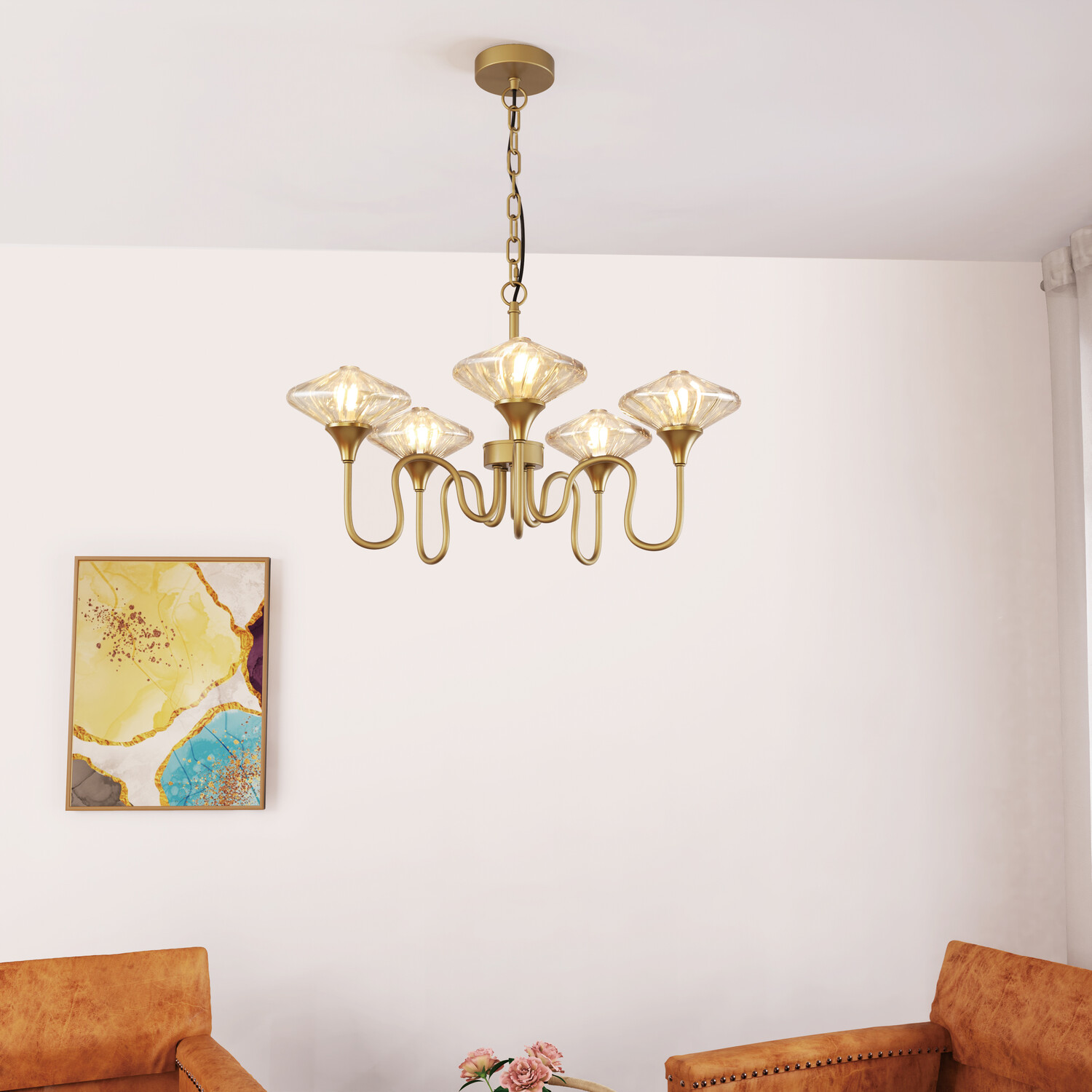 Charlotte 5 Arm Ceiling Light Gold Image 3