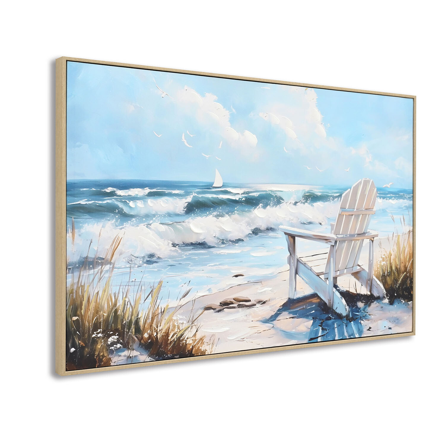Seashore Deck Chair Framed Art - Blue Image 2
