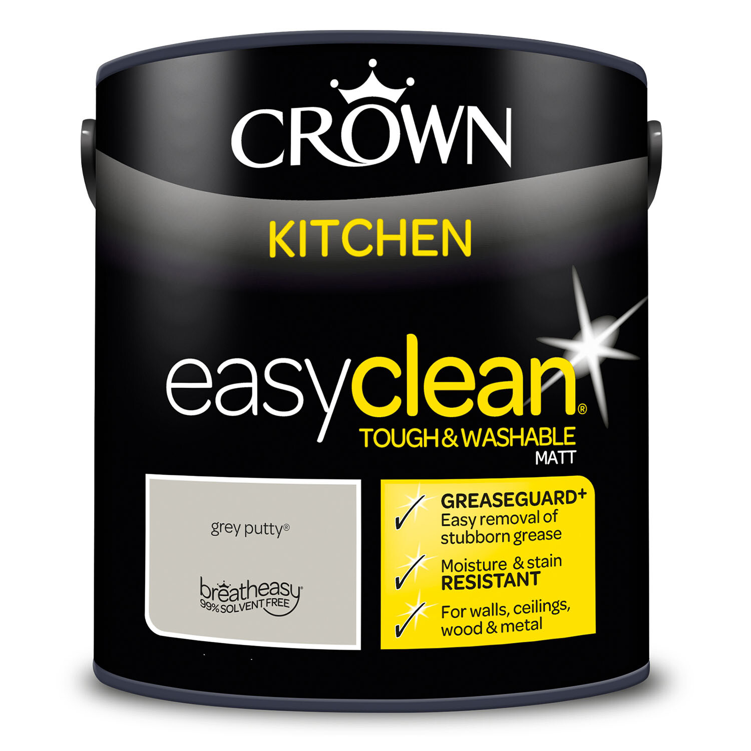 Crown Easyclean Kitchen Paint 2.5L - Grey Putty Image 5