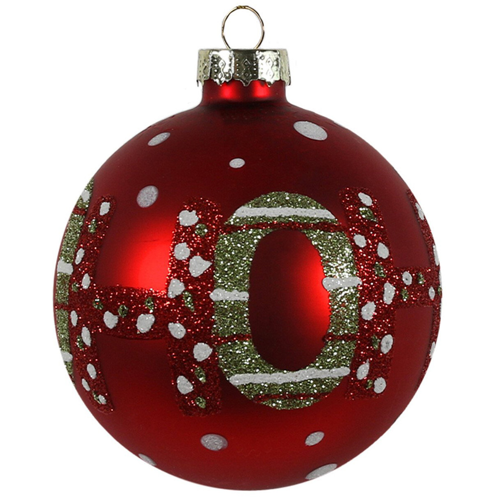 Matt Red and Green HoHoHo Bauble Image 3