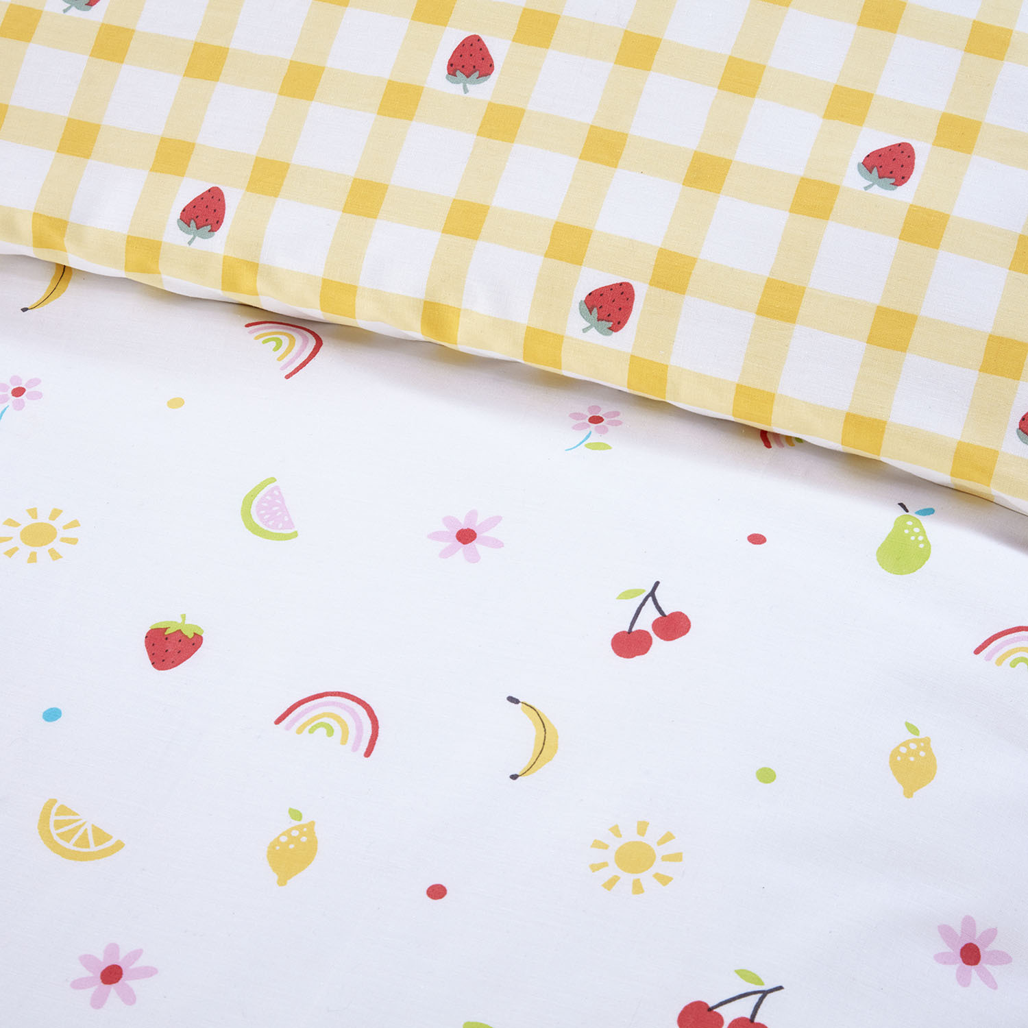 Summer Fruits Duvet Cover and Pillowcase Set - White Image 5