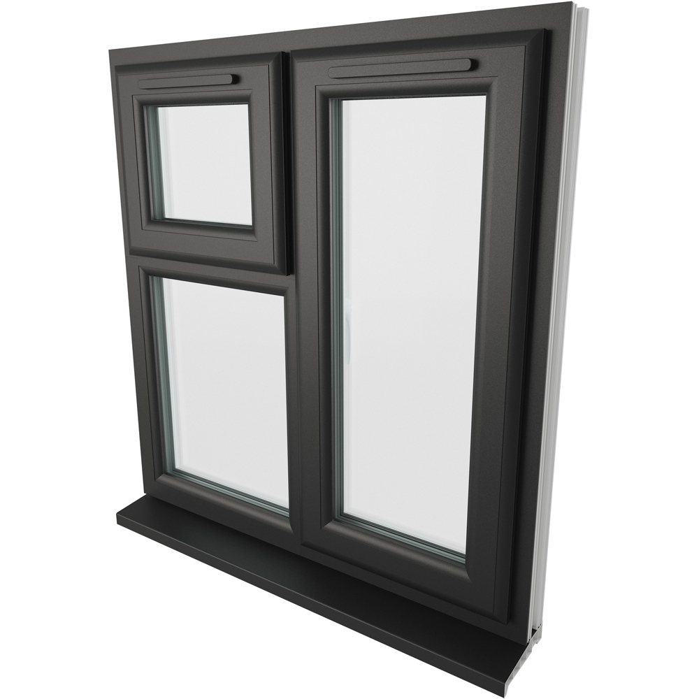 Crystal Black and White RH Side Hung and Top Opener Clear Double Glazed Window 905 x 965mm Image 4