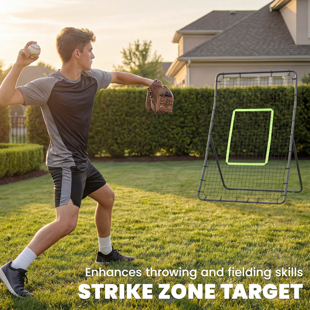 HOMCOM Rebounder Net Target Ball Kickback Baseball Training Equipment Play Image 4