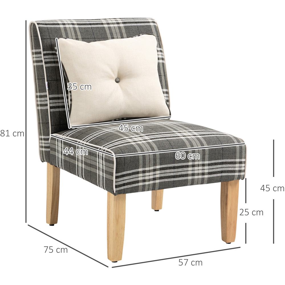 HOMCOM Dining Chair Linen-Touch Fabric Kitchen Chair W/ Rubber Wood Legs Grey Image 9