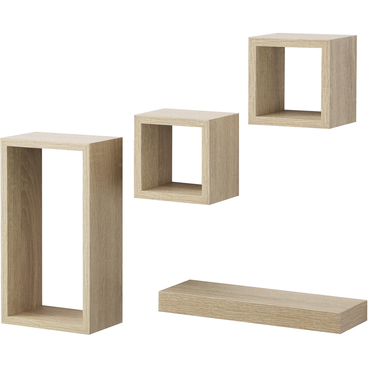 Set of 4 Latitude Floating Shelves - Oak Image 3