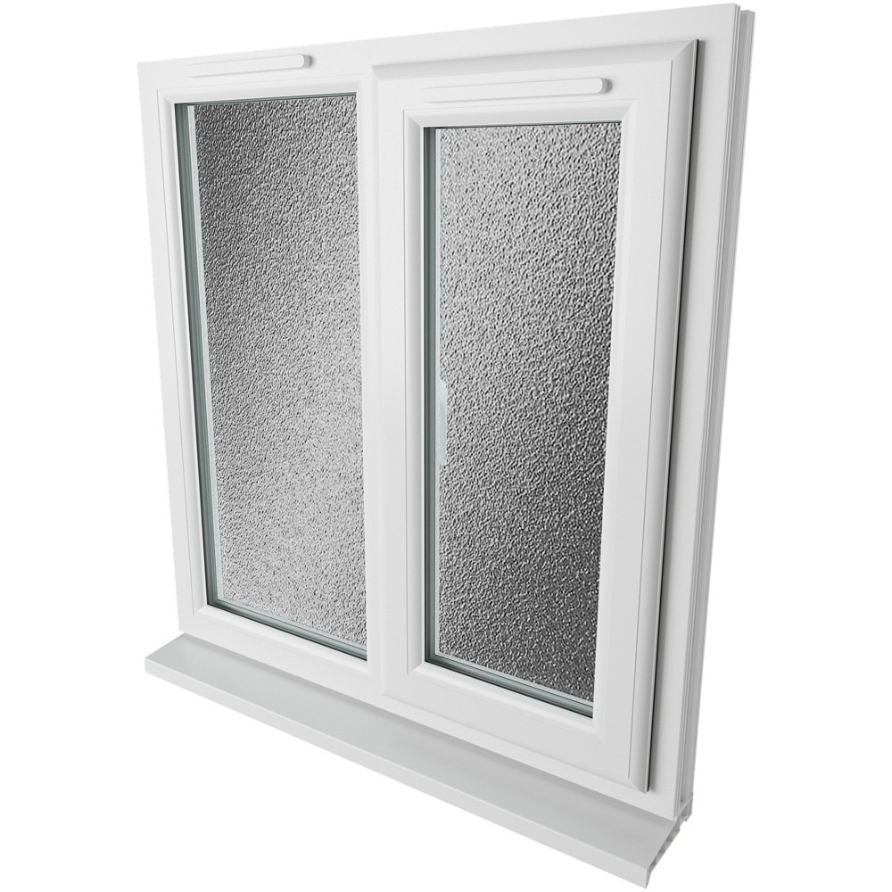 Crystal RH Side Hung Next to a Fixed White Obscure Glass uPVC Double Glazed Window 905 x 965mm Image 9