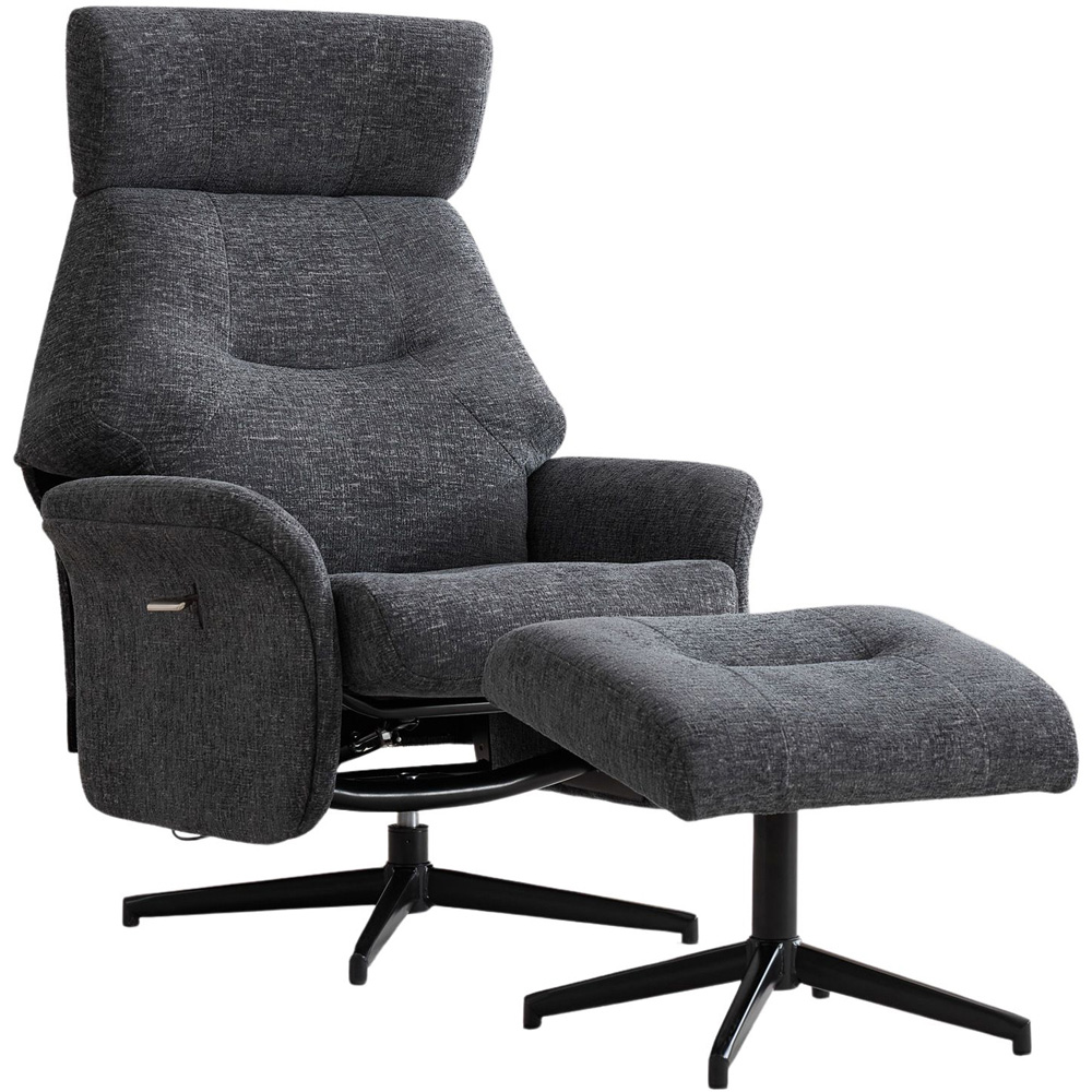 Queensbridge Dark Grey Swivel Chair and Footstool Image 2