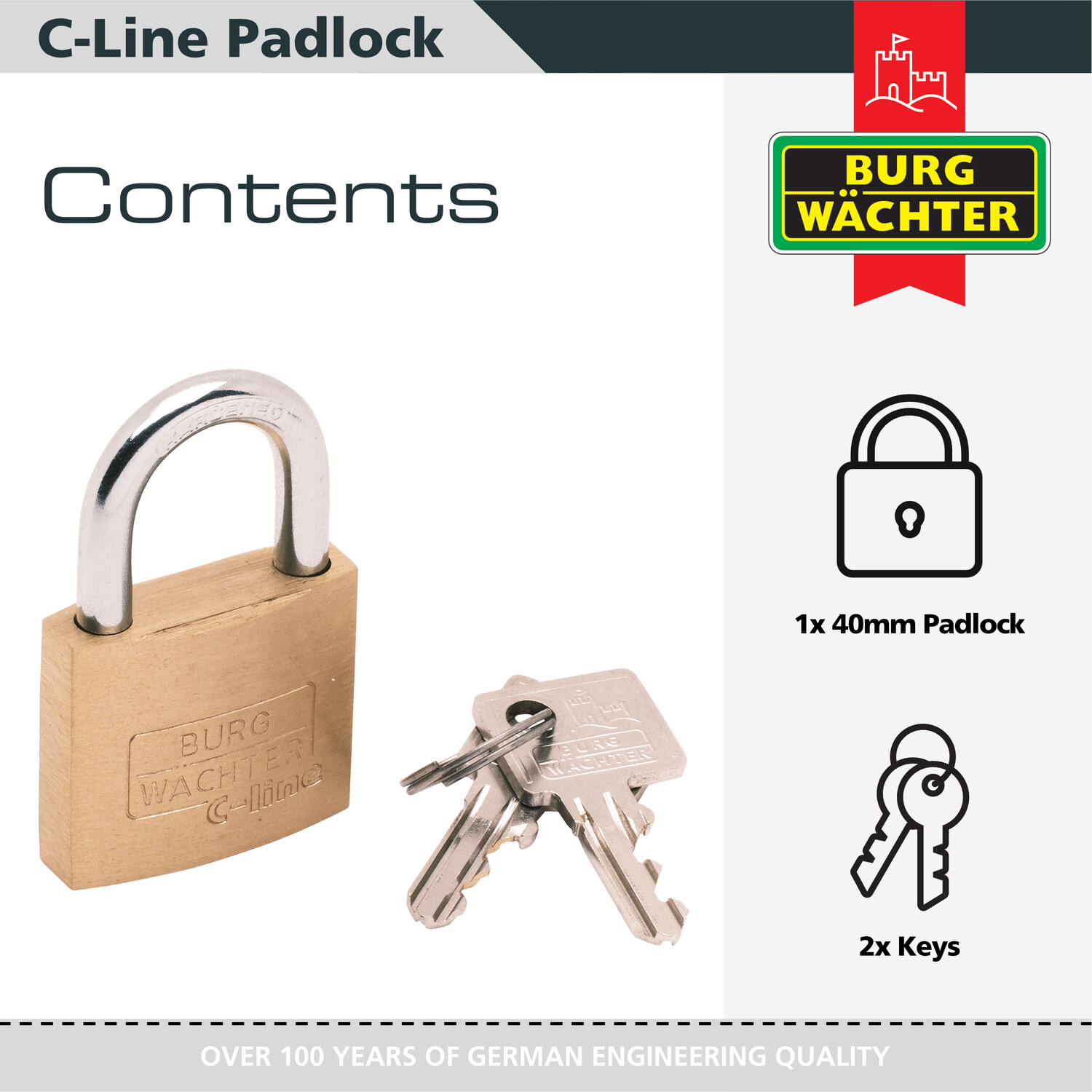 C Line Brass Padlock Brass 40mm Image 6