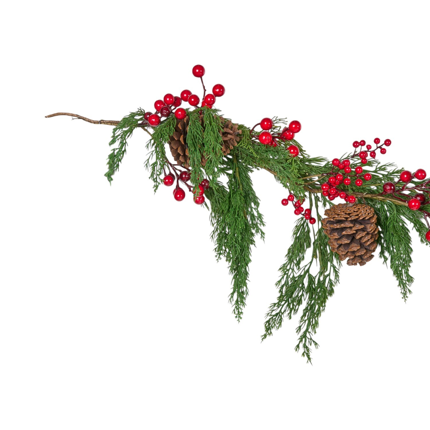 Pinecone and Red Berry Garland - Green and Red Image 4