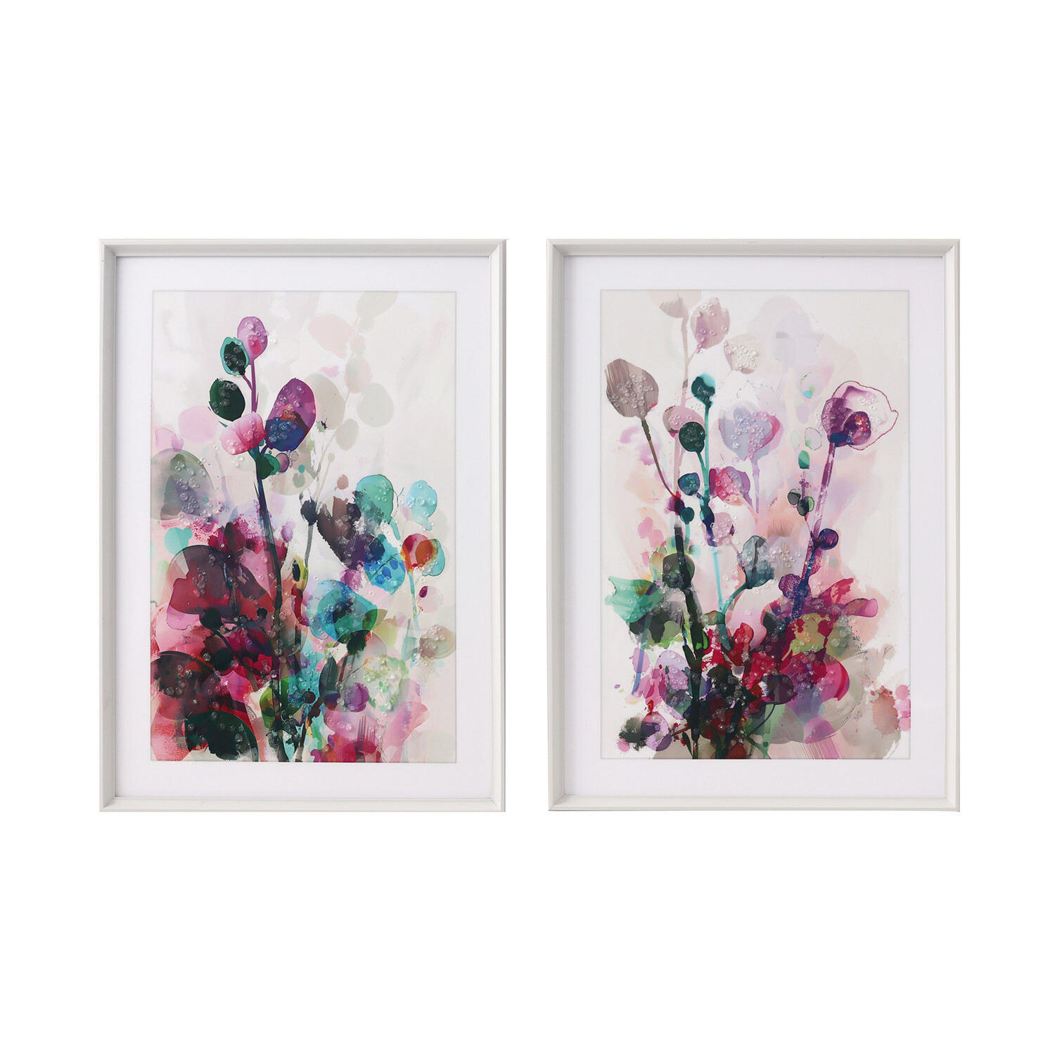 Watercolour Bloom Embellished Framed Art Multicolour Image 9