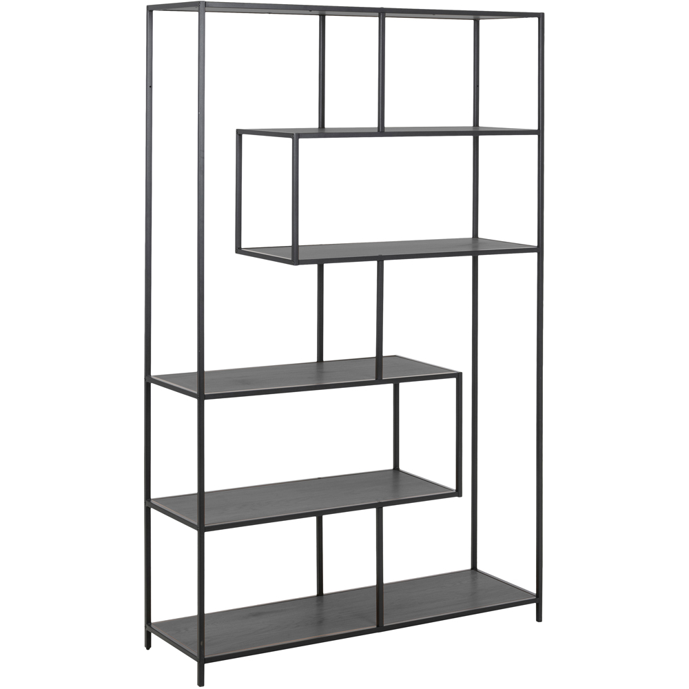 Furniture To Go Seaford Black 5 Shelf Metal Large Asymmetrical Bookcase Image 9