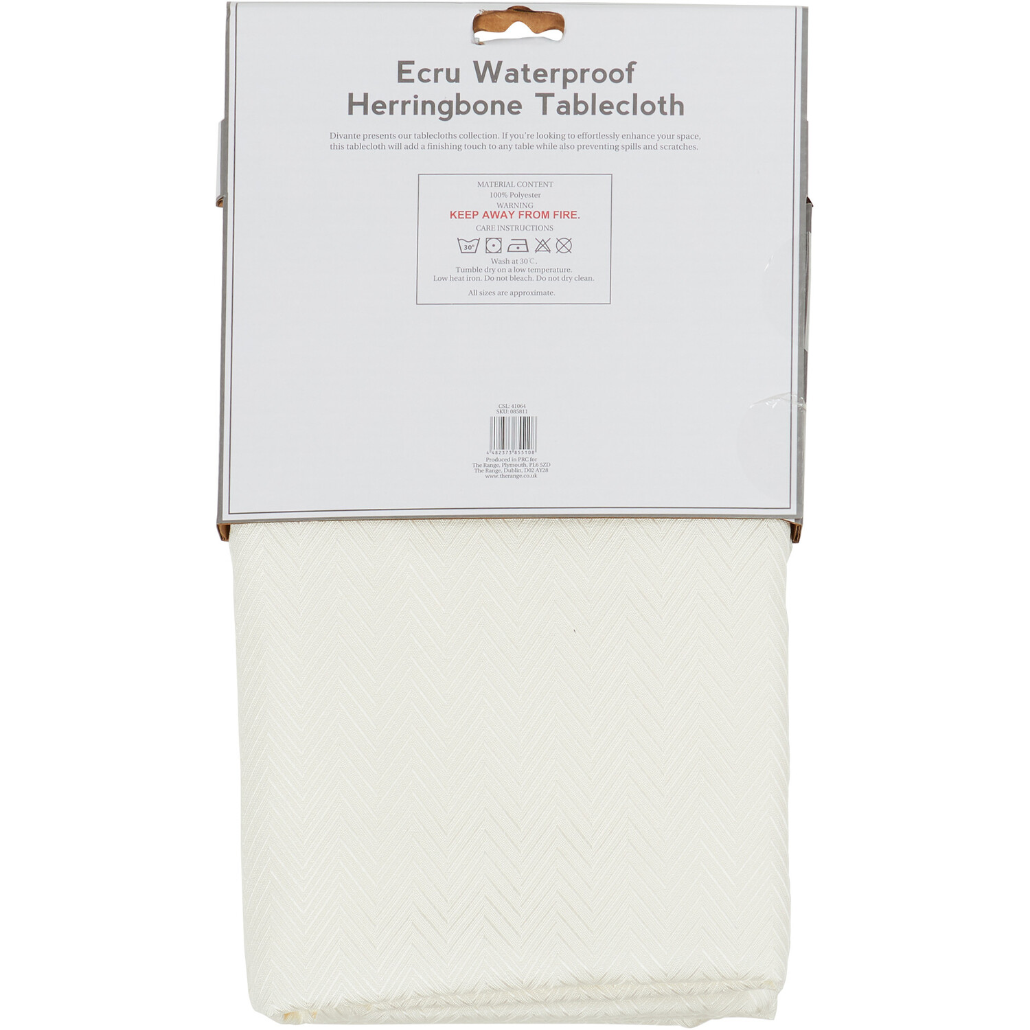 Divante Ecru Waterproof Herringbone Tablecloth - Ecru Image 2