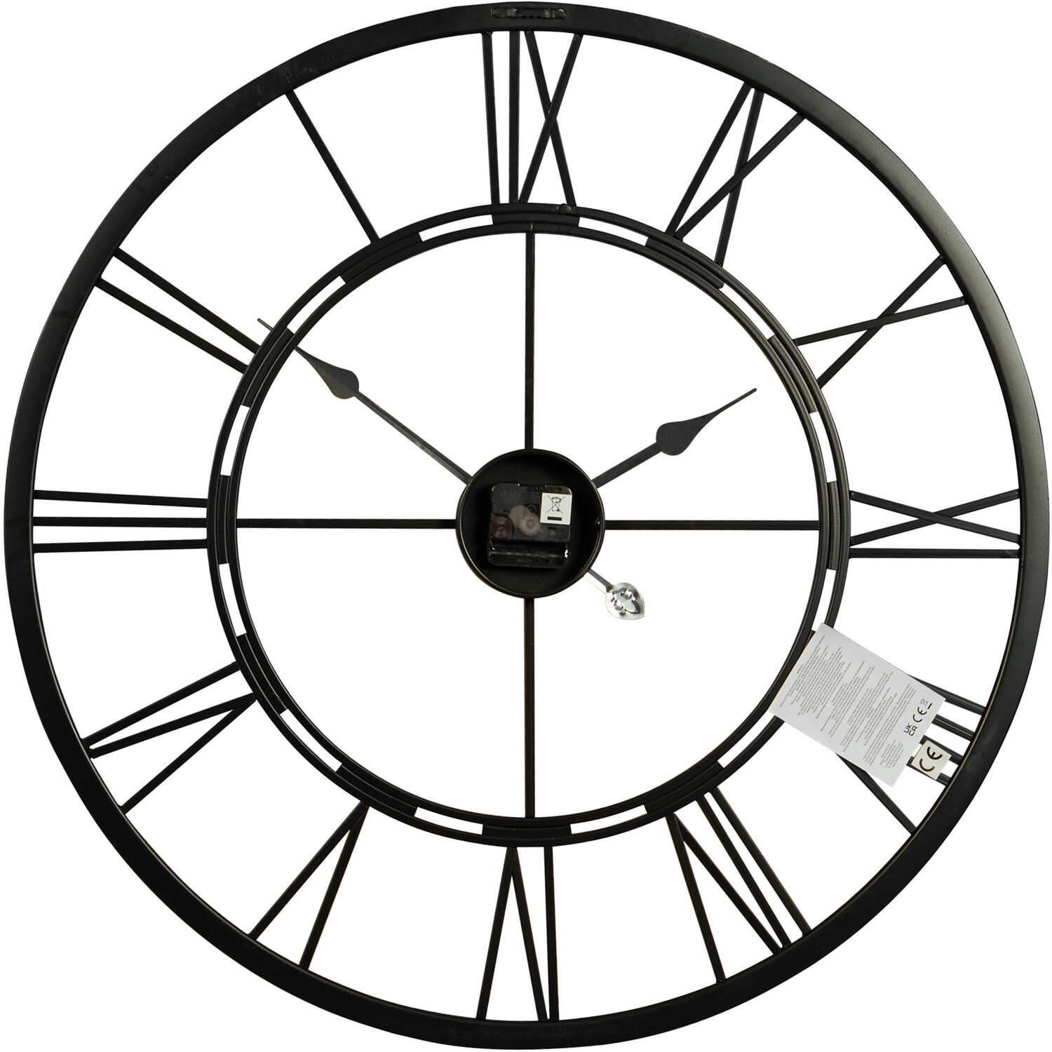 Black Iron Round Wall Clock 70cm Image 2