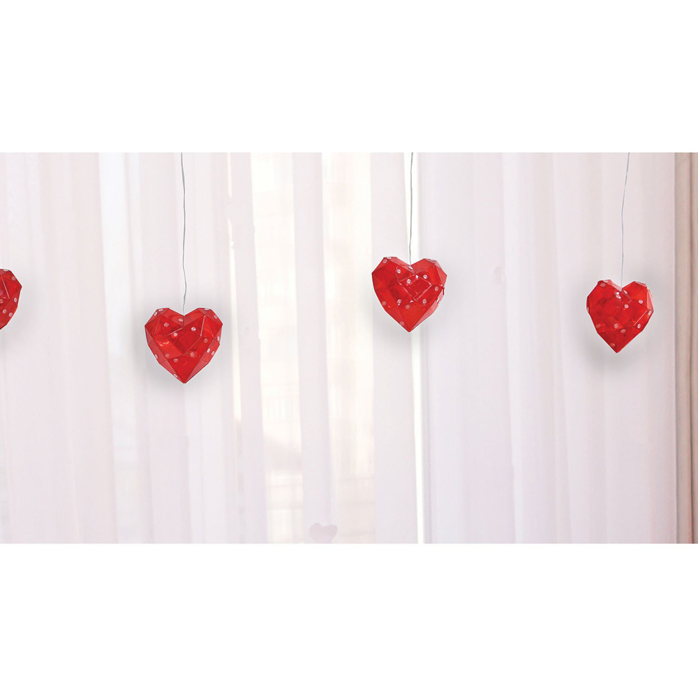Iridescent Heart Curtain Light - Red Image 4